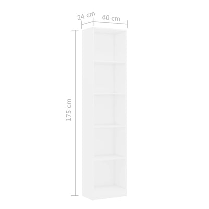 Estante com 5 prateleiras 40x24x175 cm contraplacado branco