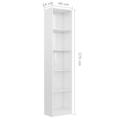 Estante com 5 prateleiras 40x24x175 cm contraplacado branco