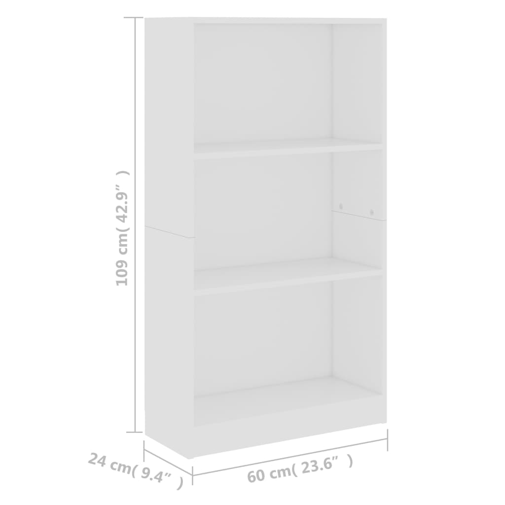 Estante c/ 3 prateleiras 60x24x109 cm madeira processada branco