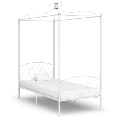 Estrutura de cama com dossel metal branco 90x200 cm