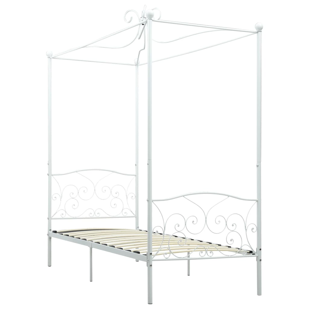 Estrutura de cama com dossel metal branco 90x200 cm