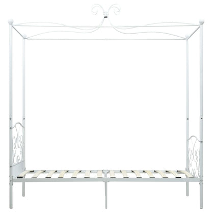 Estrutura de cama com dossel metal branco 90x200 cm