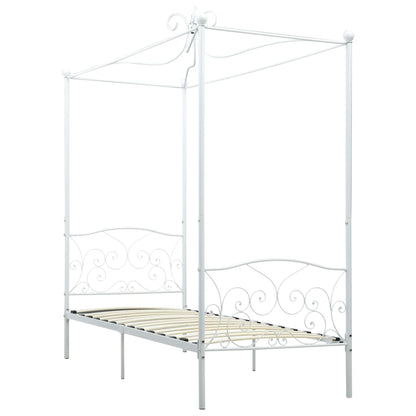 Estrutura de cama com dossel 100x200 cm metal branco