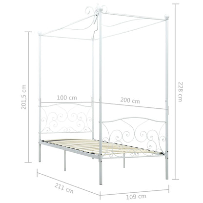 Estrutura de cama com dossel 100x200 cm metal branco