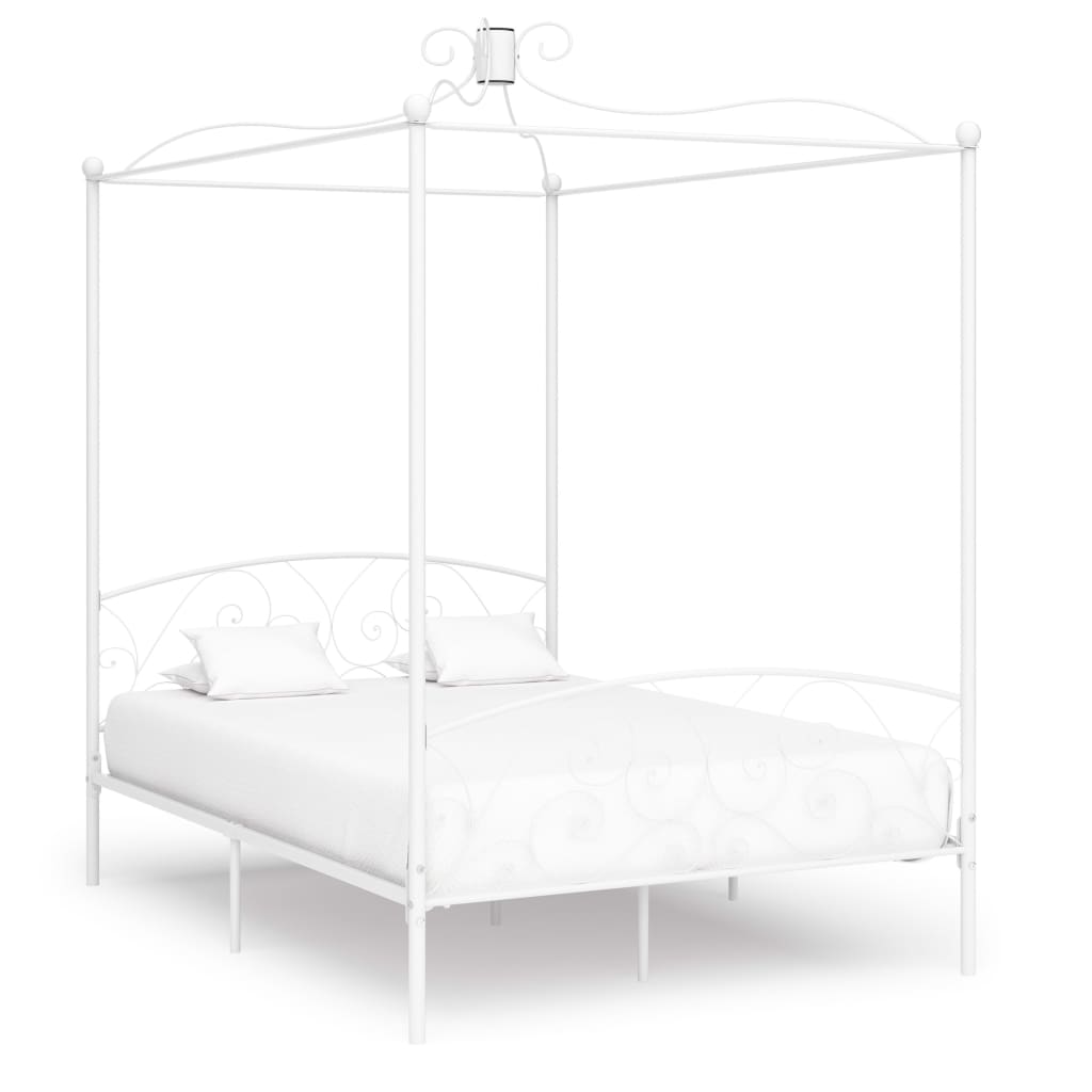 Estrutura de cama com dossel 120x200 cm metal branco