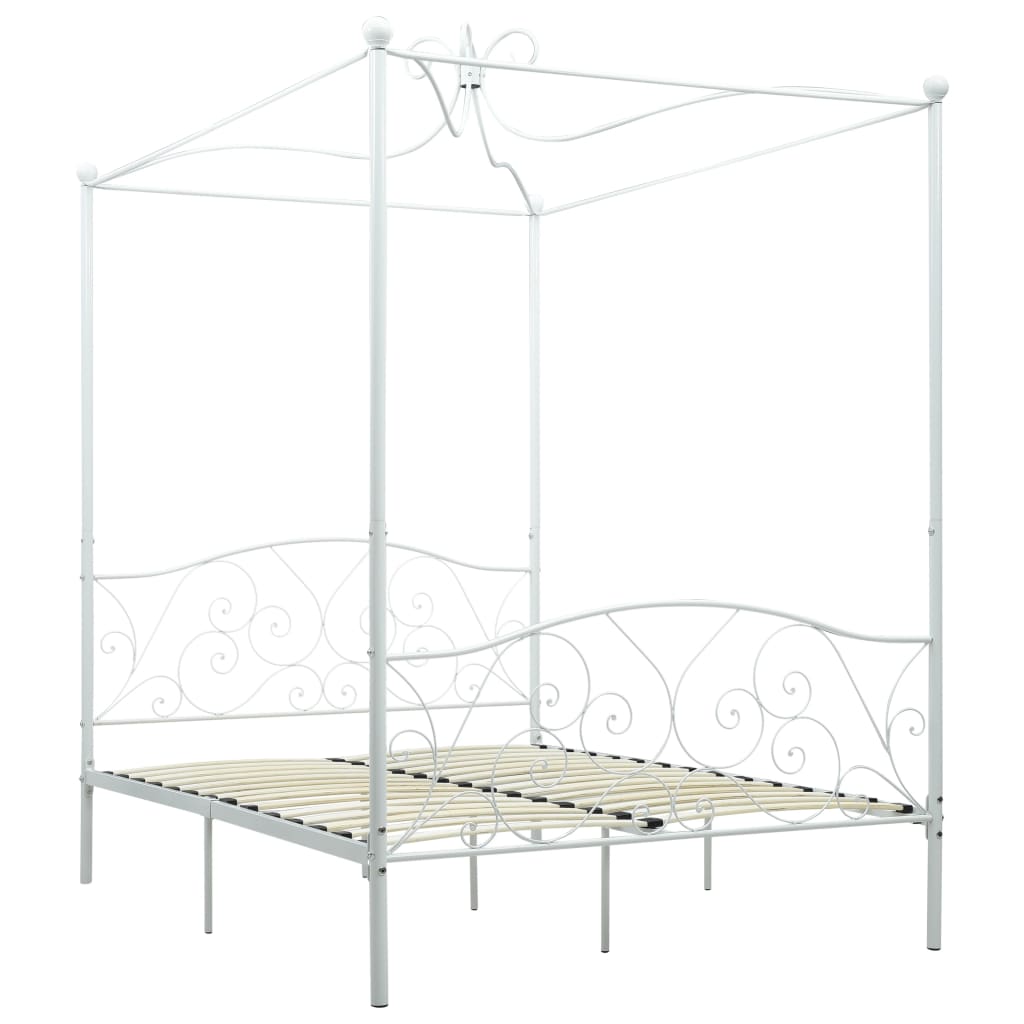 Estrutura de cama com dossel 120x200 cm metal branco