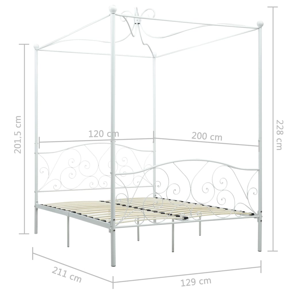 Estrutura de cama com dossel 120x200 cm metal branco