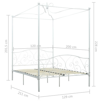 Estrutura de cama com dossel 120x200 cm metal branco