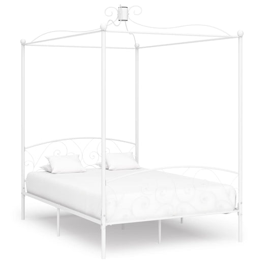 Estrutura de cama com dossel metal 140x200 cm branco