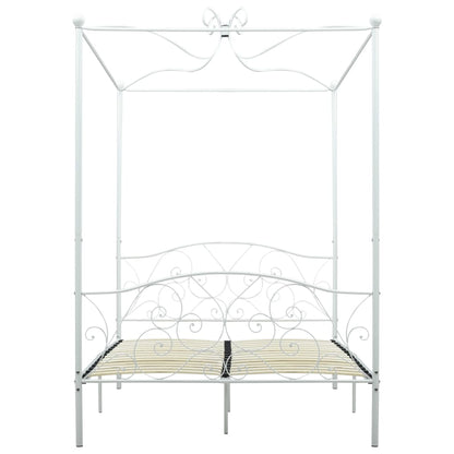 Estrutura de cama com dossel metal 140x200 cm branco