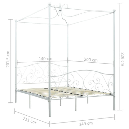 Estrutura de cama com dossel metal 140x200 cm branco