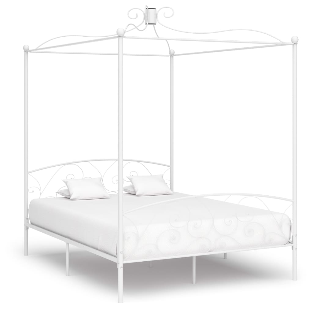 Estrutura de cama com dossel metal 180x200 cm branco