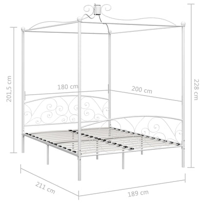 Estrutura de cama com dossel metal 180x200 cm branco