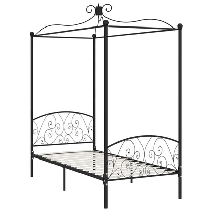 Estrutura de cama com dossel metal preto 90x200 cm