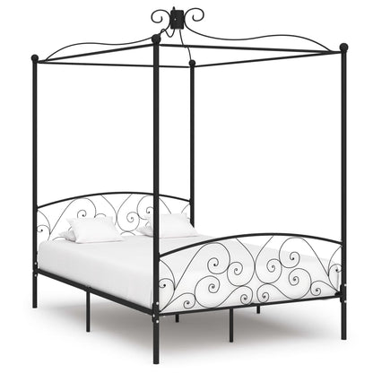 Estrutura de cama com dossel 140x200 cm metal preto