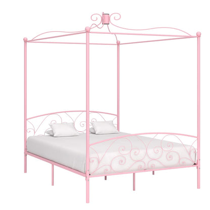 Estrutura de cama com dossel 160x200 cm metal rosa