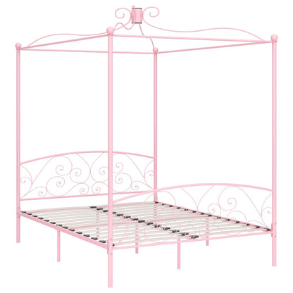 Estrutura de cama com dossel 160x200 cm metal rosa