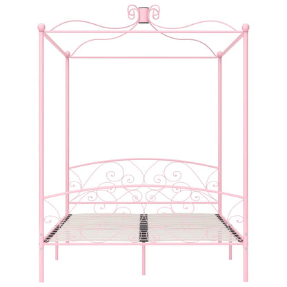 Estrutura de cama com dossel 160x200 cm metal rosa