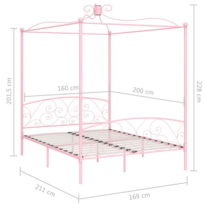 Estrutura de cama com dossel 160x200 cm metal rosa