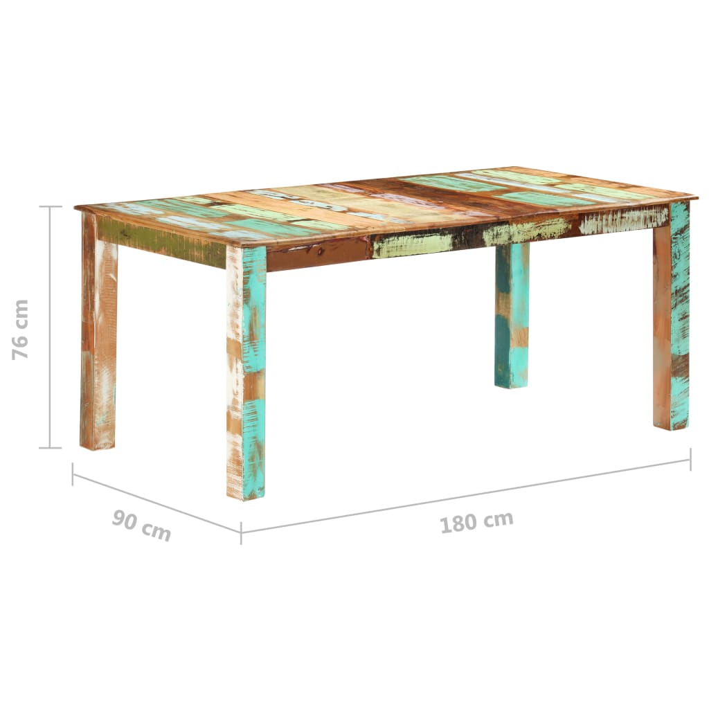 Mesa de jantar 180x90x76 cm madeira recuperada maciça