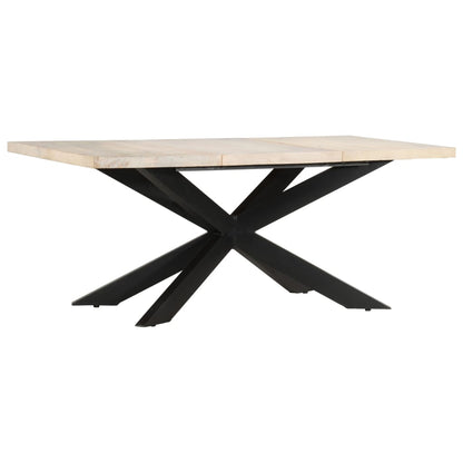 Mesa de jantar 180x90x76 cm madeira mangueira maciça branqueada