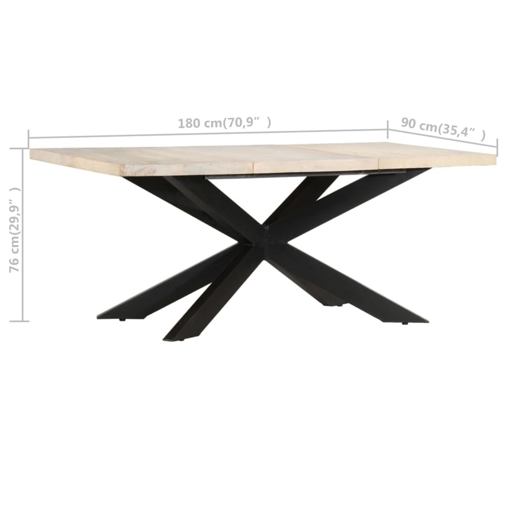 Mesa de jantar 180x90x76 cm madeira mangueira maciça branqueada