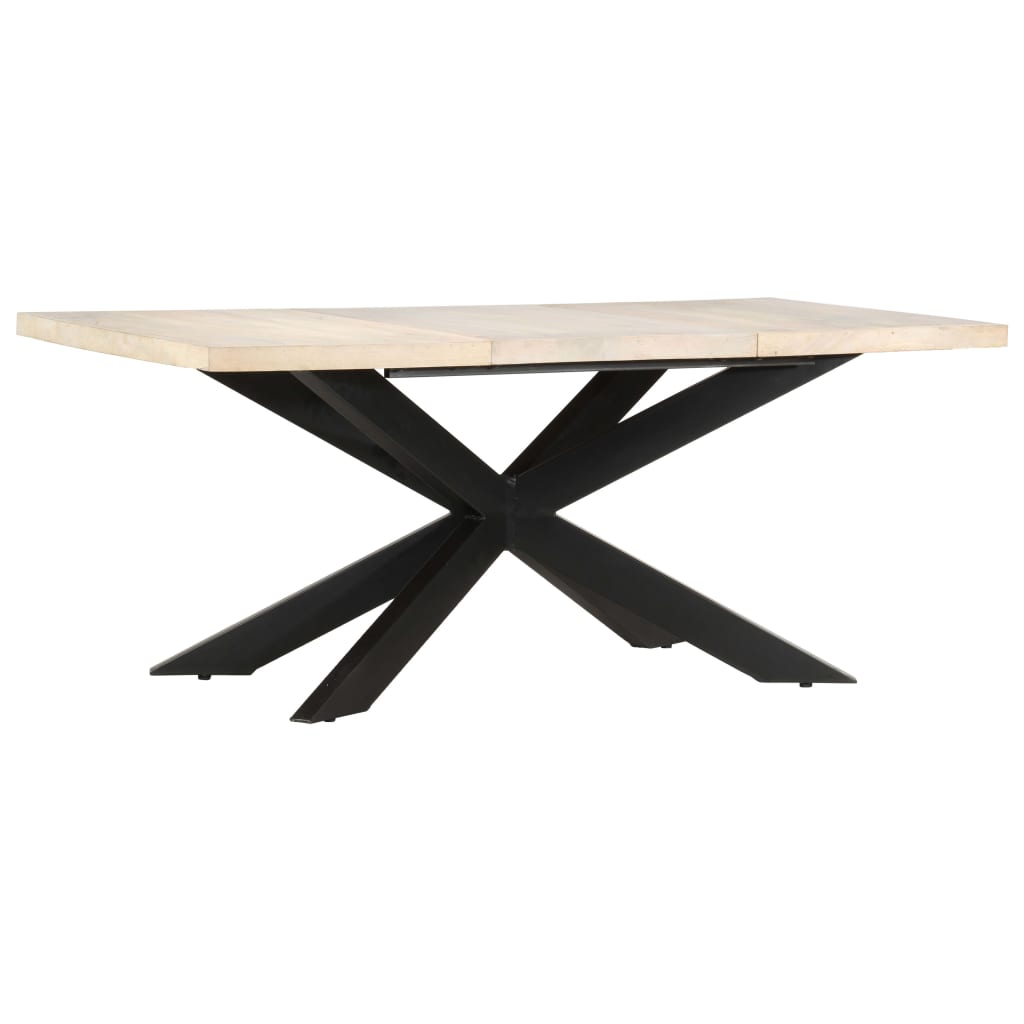 Mesa de jantar 180x90x76 cm madeira mangueira maciça branqueada