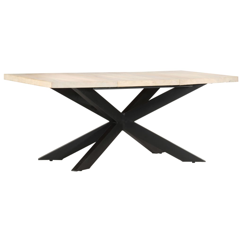 Mesa de jantar 180x90x76 cm madeira mangueira maciça branqueada