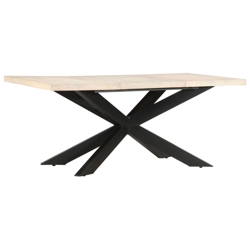 Mesa de jantar 180x90x76 cm madeira mangueira maciça branqueada