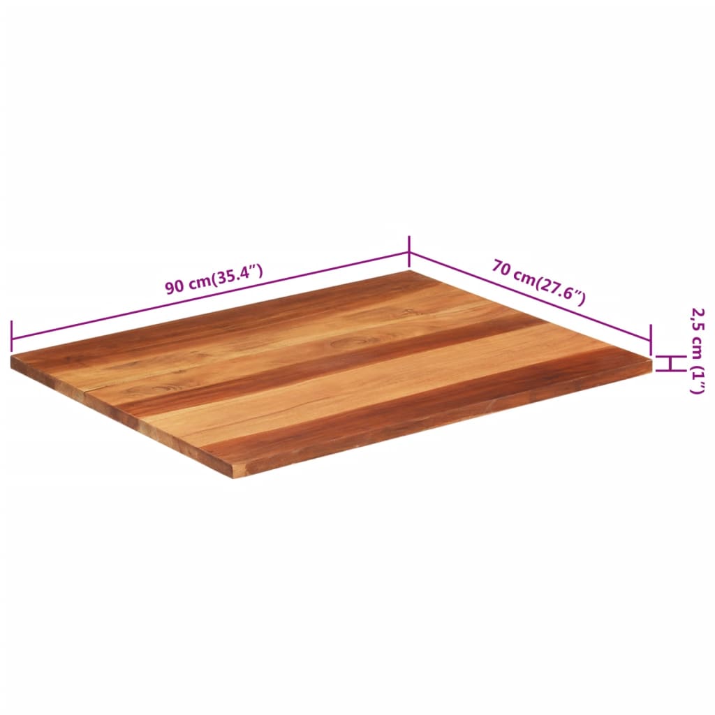 Tampo de mesa madeira de acácia maciça 25-27 mm 70x90 cm