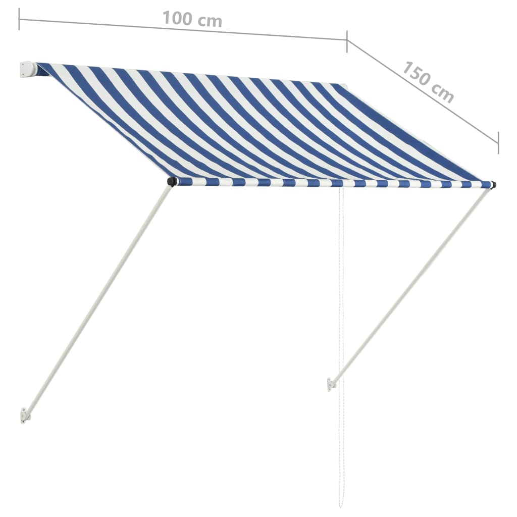 Toldo retrátil 100x150 cm azul e branco