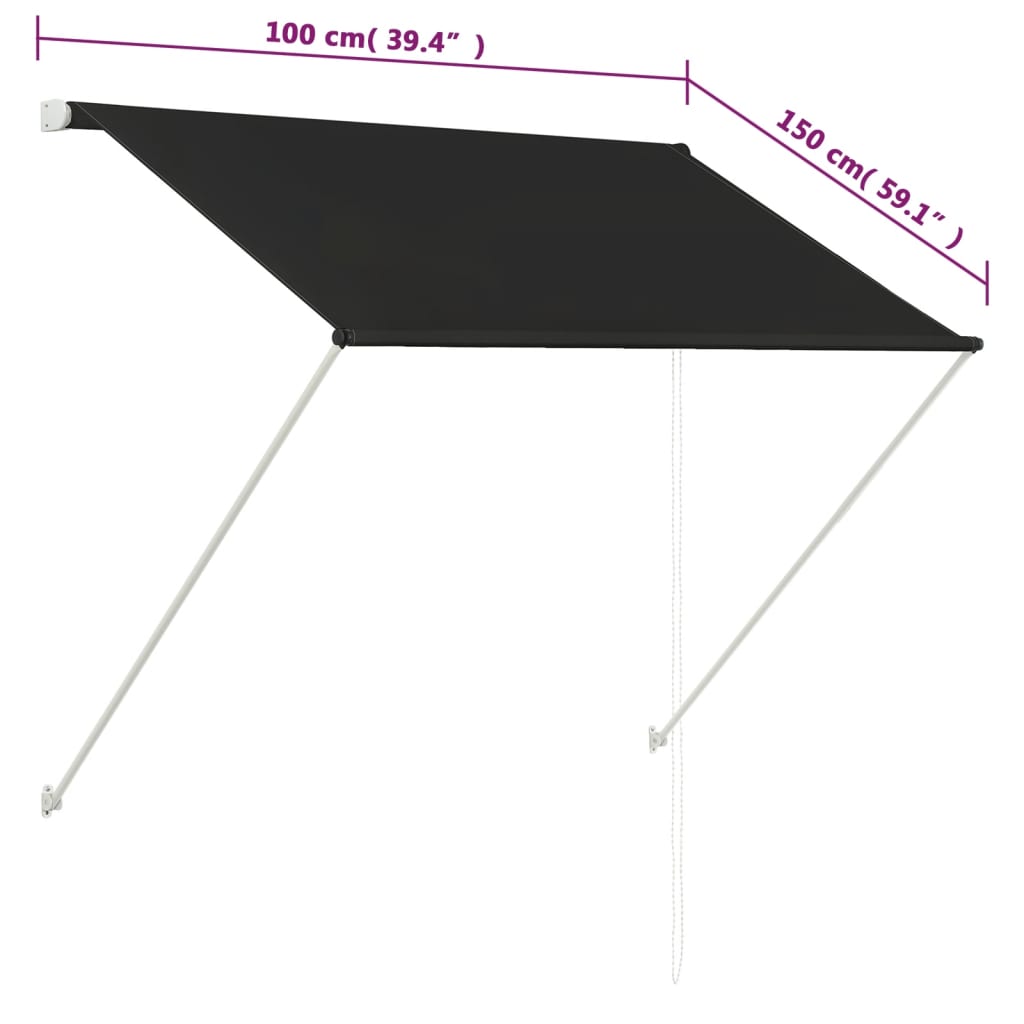 Toldo retrátil 100x150 cm antracite