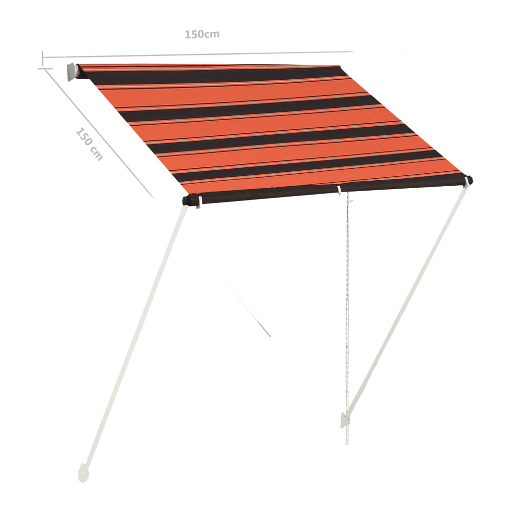 Toldo retrátil 150x150 cm laranja e castanho