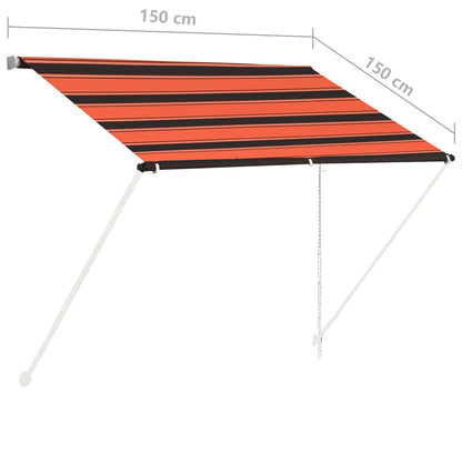 Toldo retrátil 150x150 cm laranja e castanho