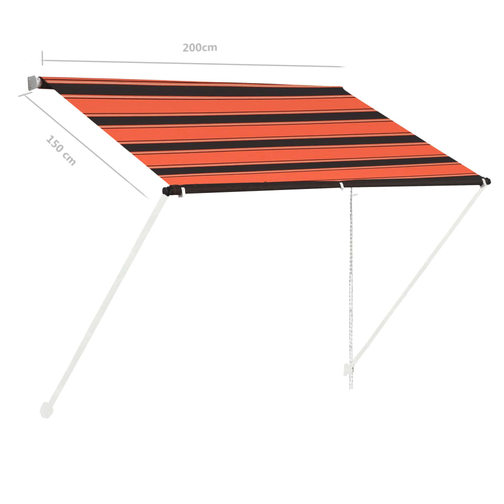 Toldo retrátil 200x150 cm laranja e castanho