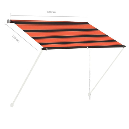 Toldo retrátil 200x150 cm laranja e castanho