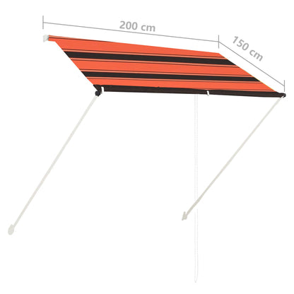 Toldo retrátil 200x150 cm laranja e castanho