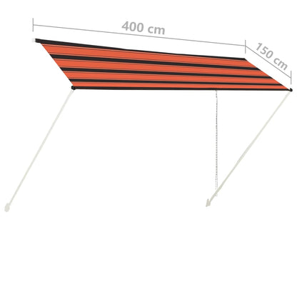 Toldo retrátil 400x150 cm laranja e castanho