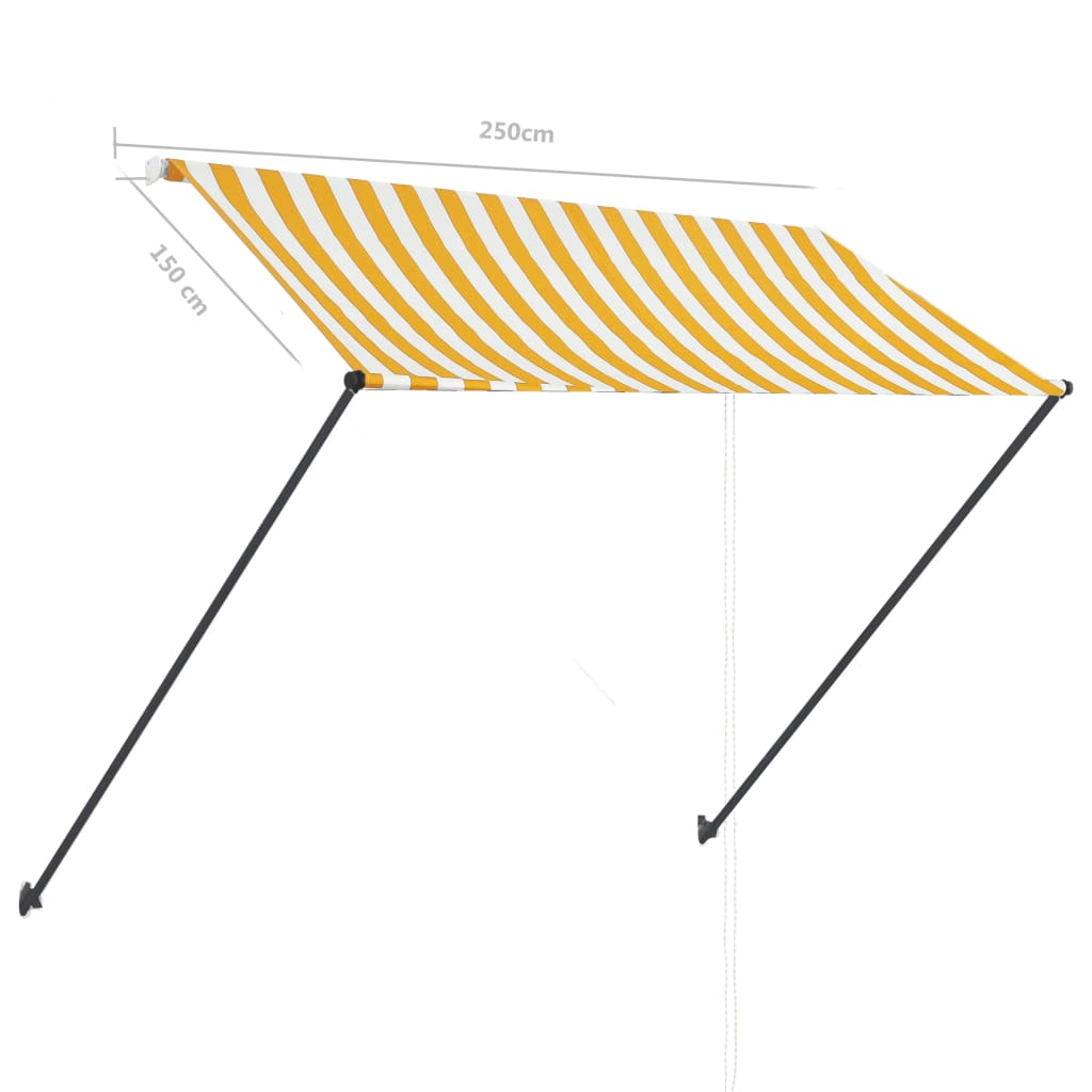 Toldo retrátil com LED 250x150 cm amarelo e branco