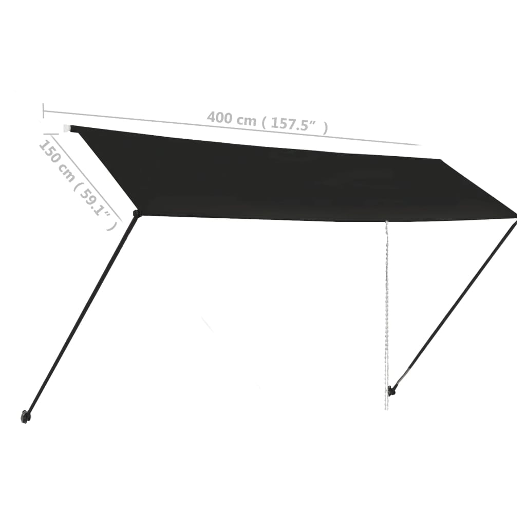 Toldo retrátil com LED 400x150 cm antracite