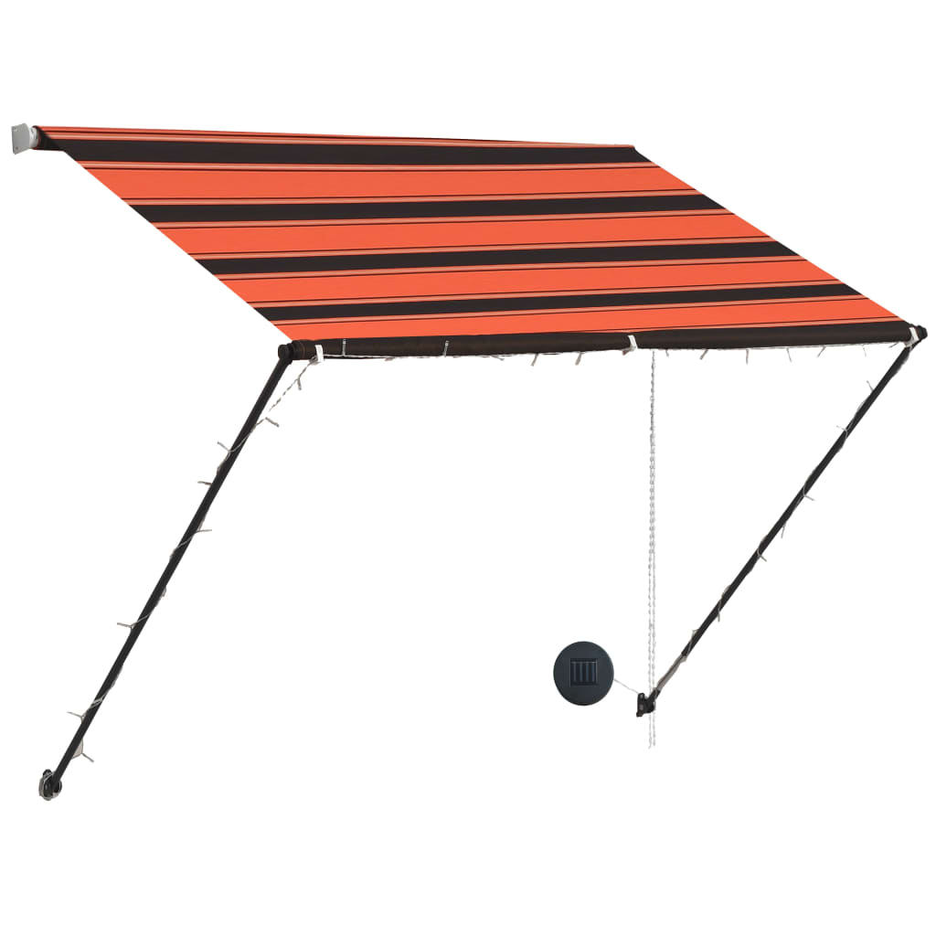 Toldo retrátil com LED 100x150 cm laranja e castanho