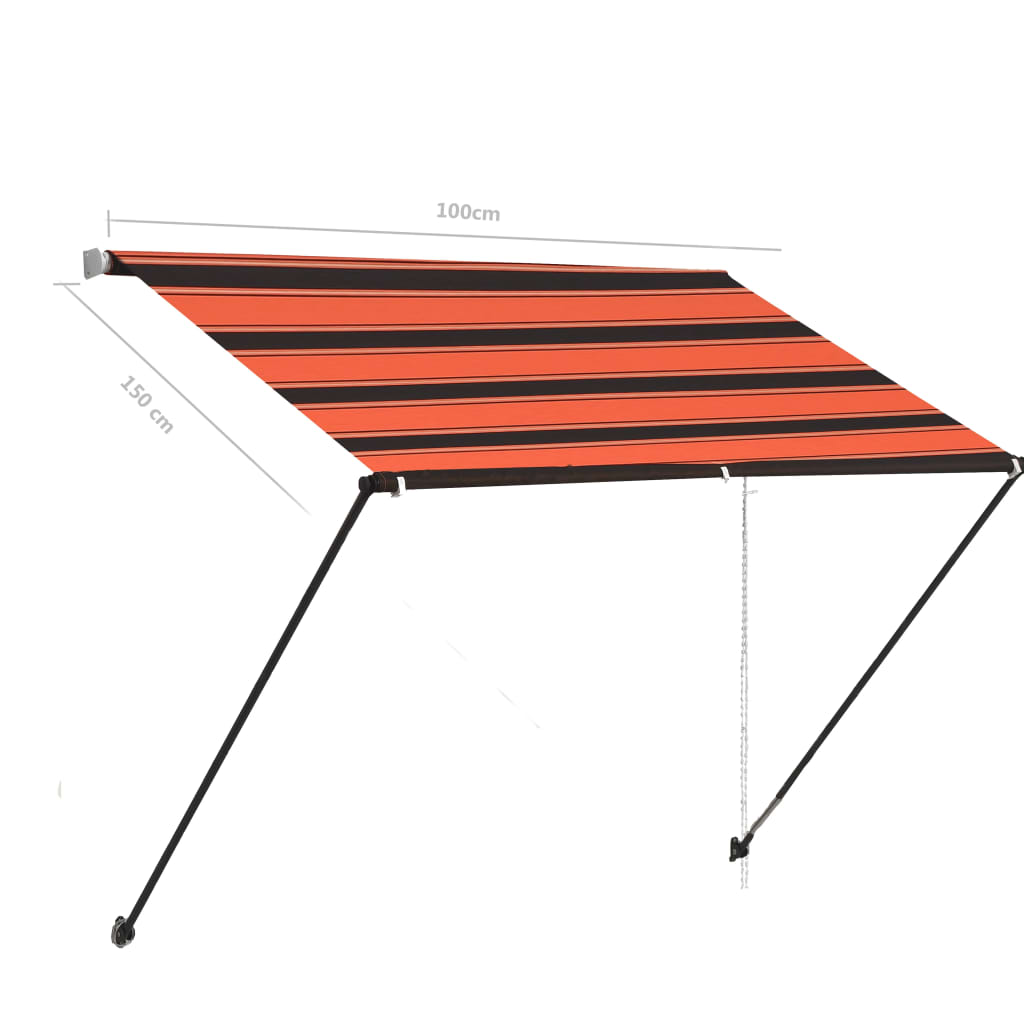 Toldo retrátil com LED 100x150 cm laranja e castanho