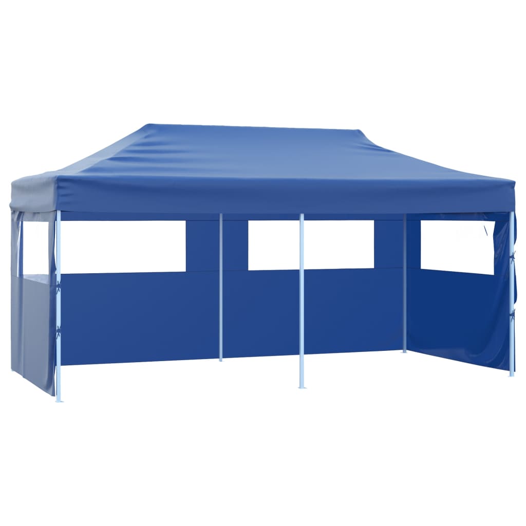 Tenda Dobrável Pop-Up Paddock Profissional Impermeável com Portas Frontais - 3x6 m - Azul