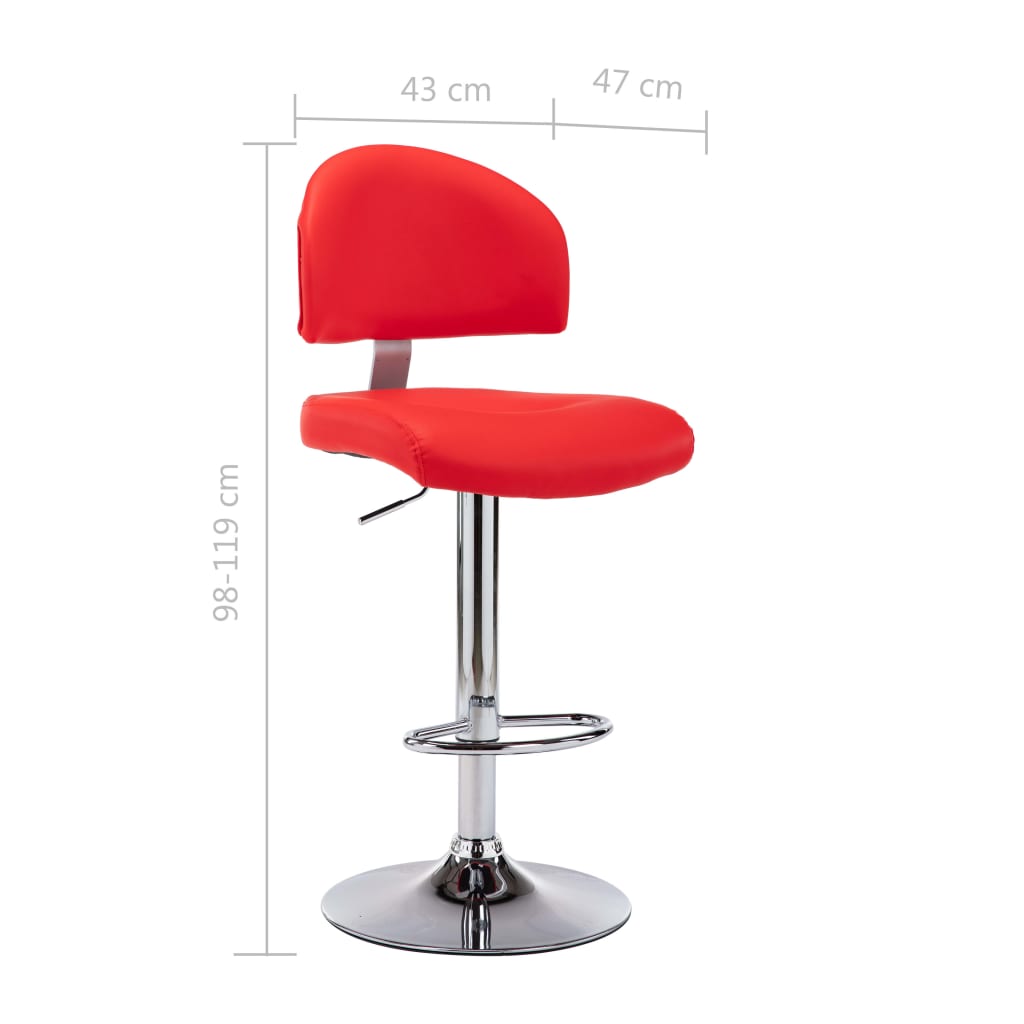 Bancos de bar 2 pcs couro artificial vermelho