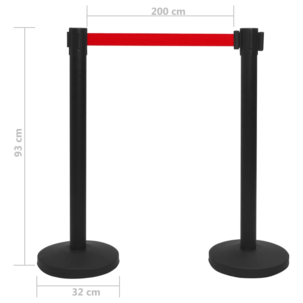 Postes separadores com fita aço preto