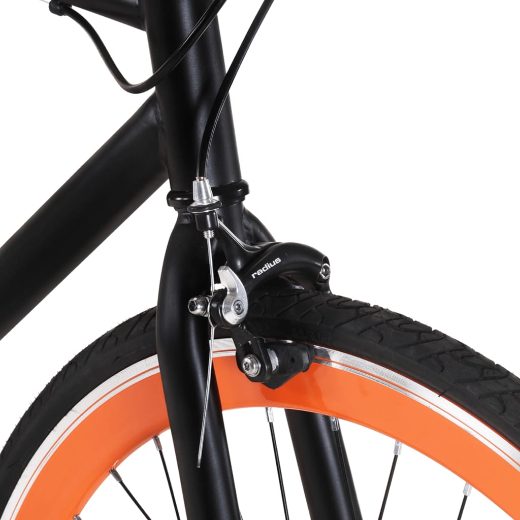 Bicicleta de mudanças fixas 700c 55 cm preto e laranja