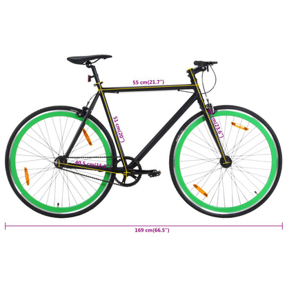 Bicicleta de mudanças fixas 700c 51 cm preto e verde