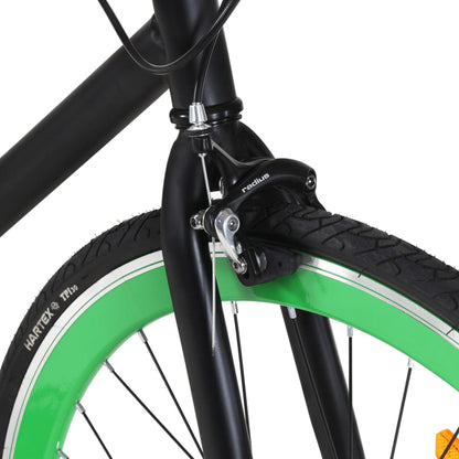 Bicicleta de mudanças fixas 700c 55 cm preto e verde