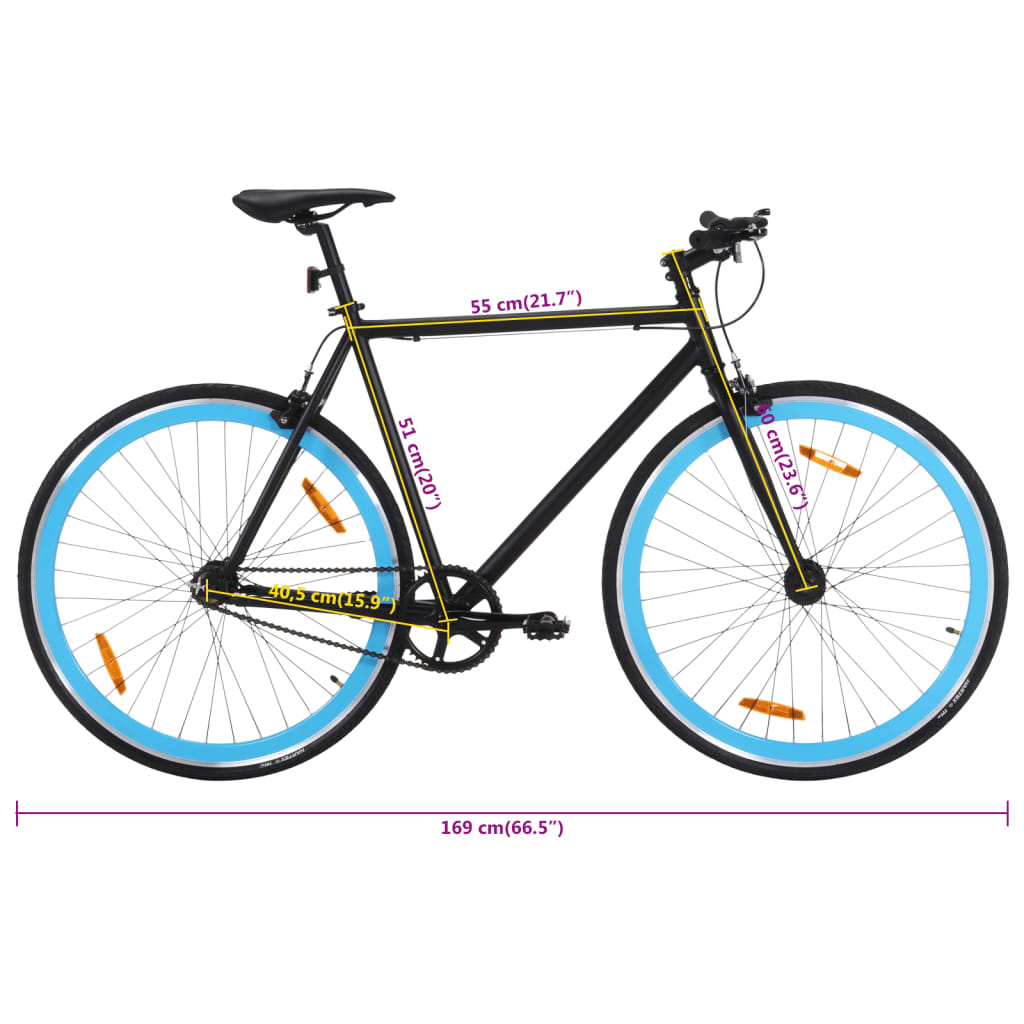 Bicicleta de mudanças fixas 700c 51 cm preto e azul