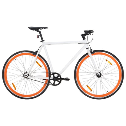 Bicicleta de mudanças fixas 700c 51 cm branco e laranja